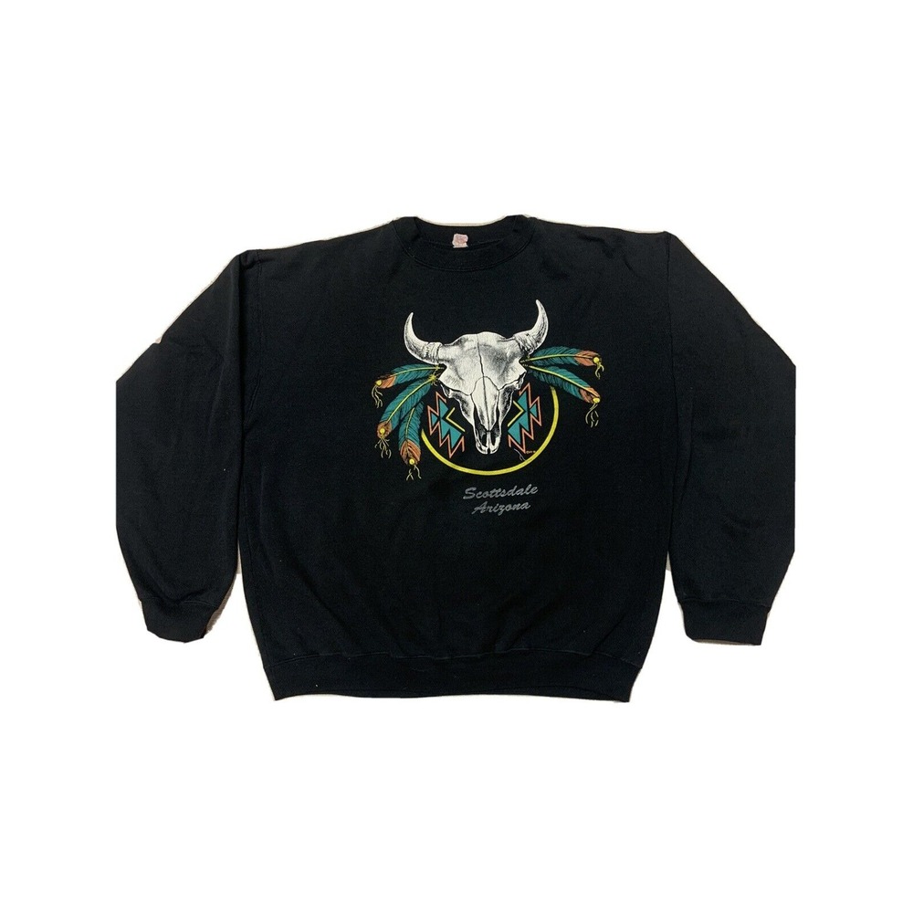 Southwestern Sweatshirt Mens XL Crewneck 1988 Western‎ Skull Vintage Themed